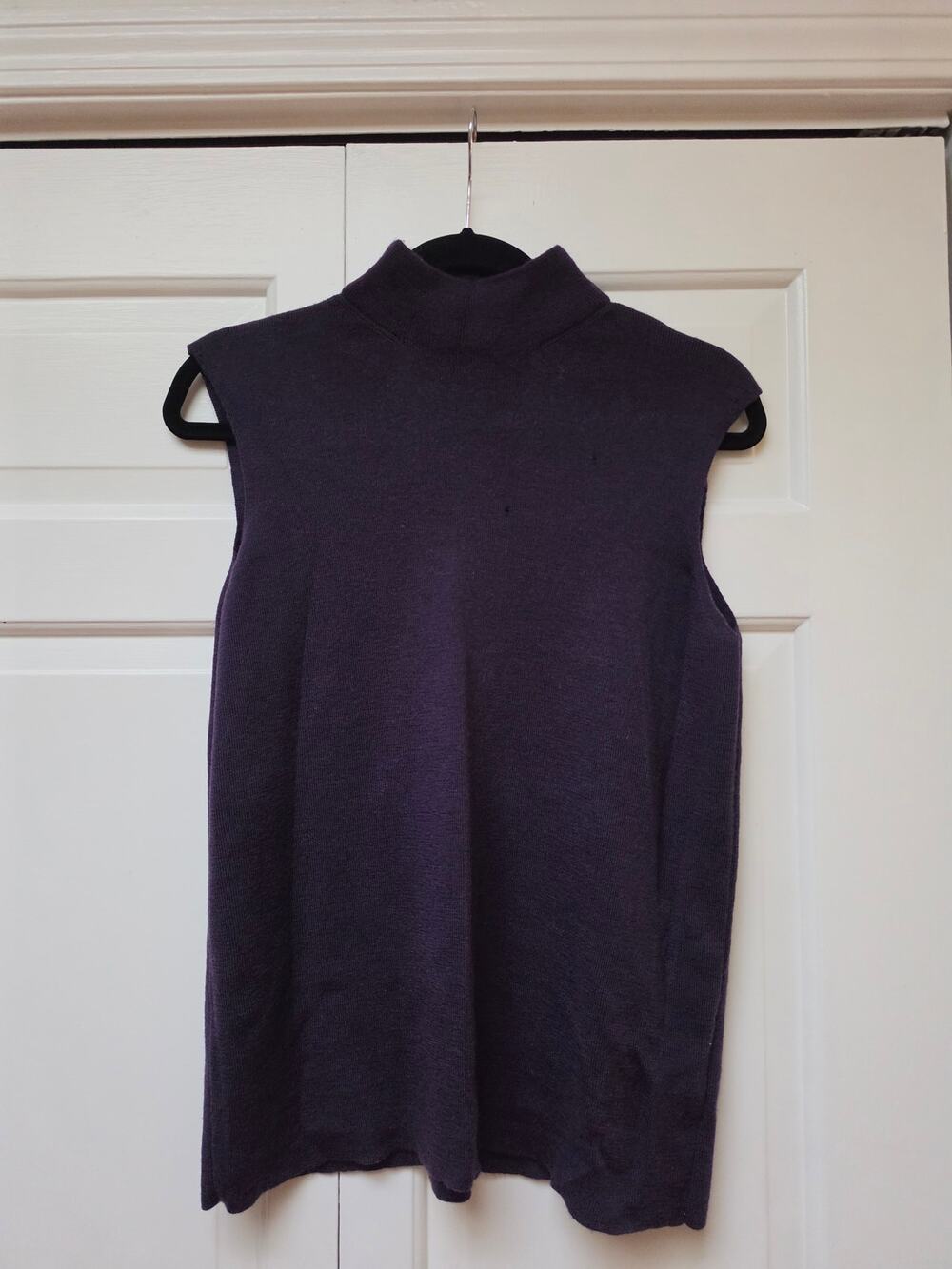 Vintage Talbots Merino Wool Purple Tank top Sweater Large FLAW